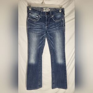 Ariat REAL Denim Low Rise Bootcut Whiskered Denim Size 29R Medium Wash
